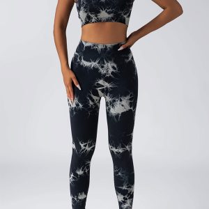Women Scrunch Workout Leggings Butt Lifting High Waisted Yoga Pants - Tie Dye Seamless Booty Gym Tights