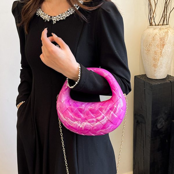 Acrylic Dumpling Bag Women's Fashion Rhombus Dinner Bag - Image 3