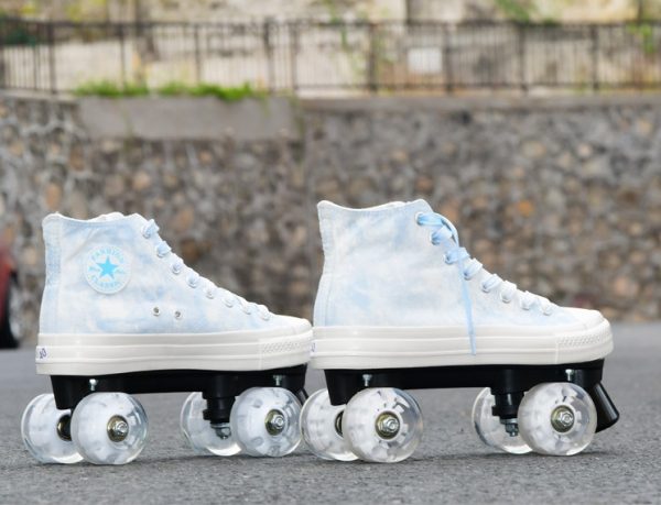 Camouflage Canvas Skates Double Row Four-wheeled Adult - Image 5