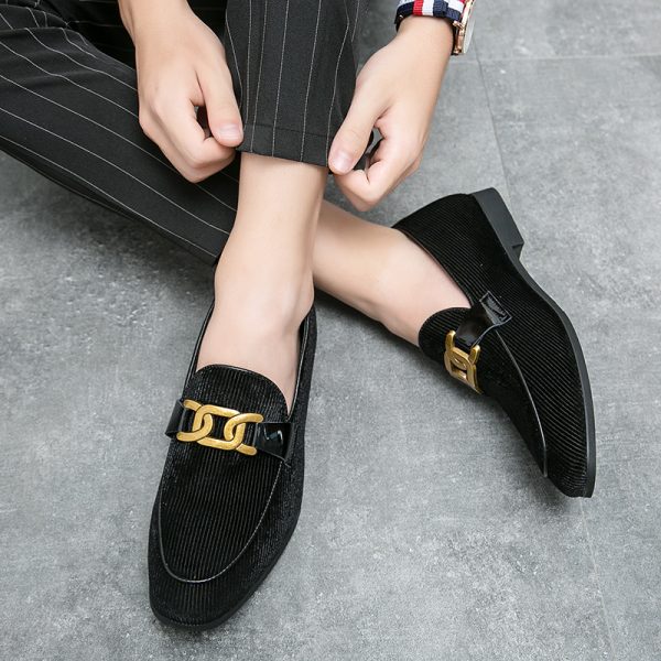 Men's Plus Size Corduroy Leather Shoes Pointed Toe - Image 5