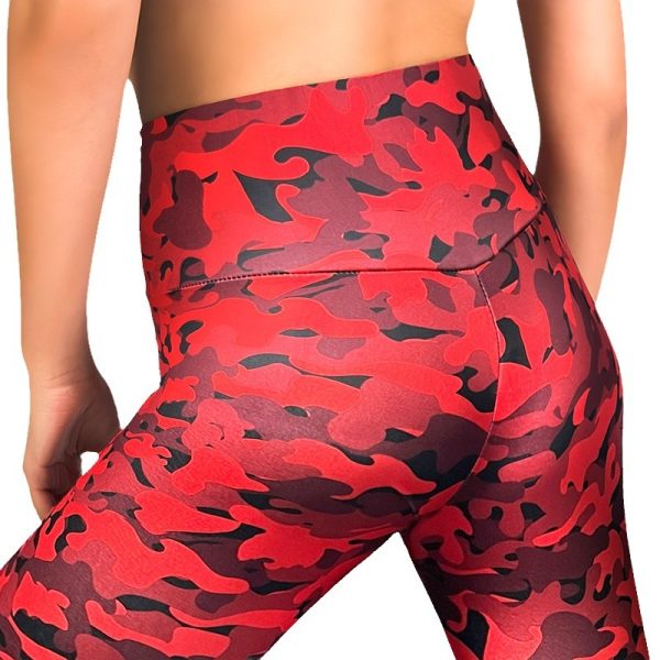 Lover Red Camouflage Print Yoga Pants Ladies - Image 4