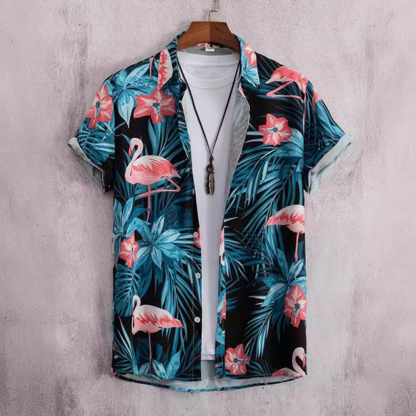 Men's Short-sleeved Shirt 3D Digital Printing Hawaiian Trendy Cardigan Shirt - Image 2
