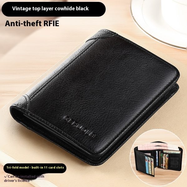 Genuine Leather Anti-theft Swiping Ultra-thin Cheng E Wallet - Image 10