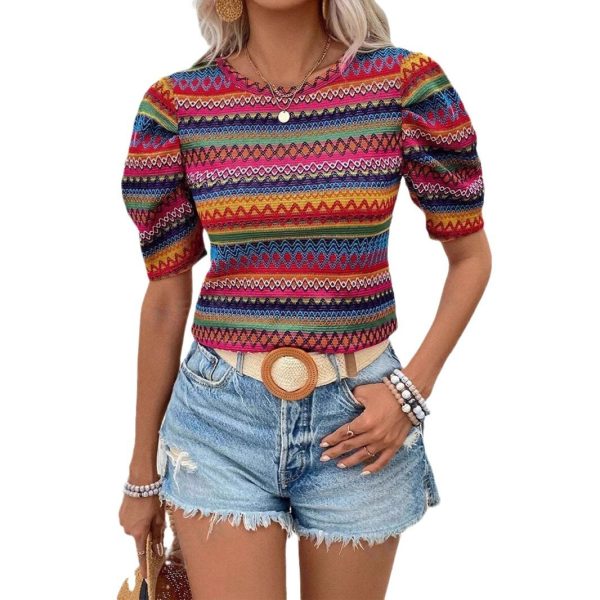 Casual Round Neck Knitted Bohemian Women's Top - Image 5