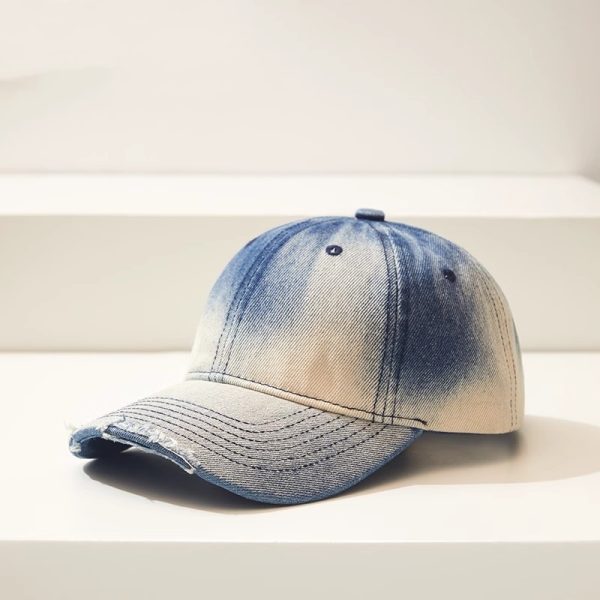 Distressed Gradient Denim Casual All-match Ripped Baseball Cap - Image 8