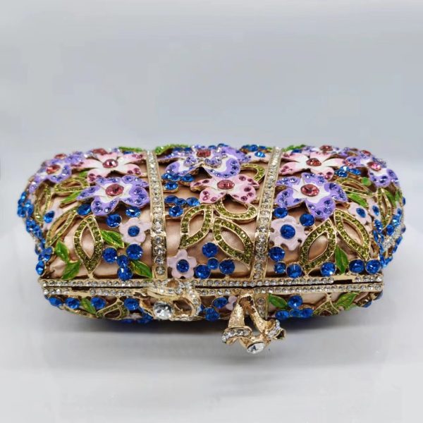 Dripping Oil Diamond Evening Bag Enamel Color Flower Clutch - Image 4