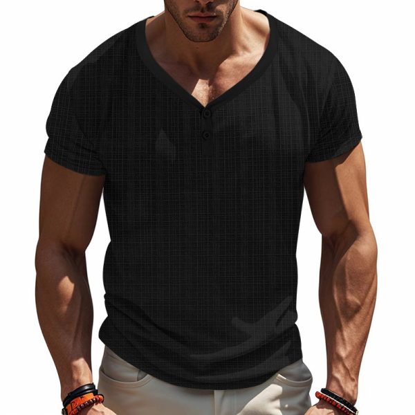 American Summer Men's V-neck Loose Breathable Short Sleeve - Image 4