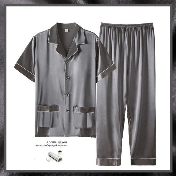 Men's Summer Short Sleeve Trousers Thin Homewear Suit - Image 6