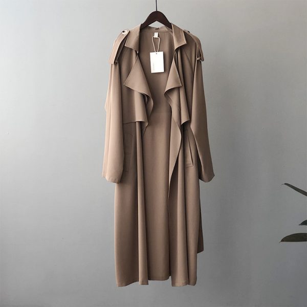 Elegant Long Trench Coat Women's Retro British Style - Image 6