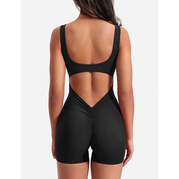 One-piece Nude Feel Pleated Fitness Jumpsuit - Image 3
