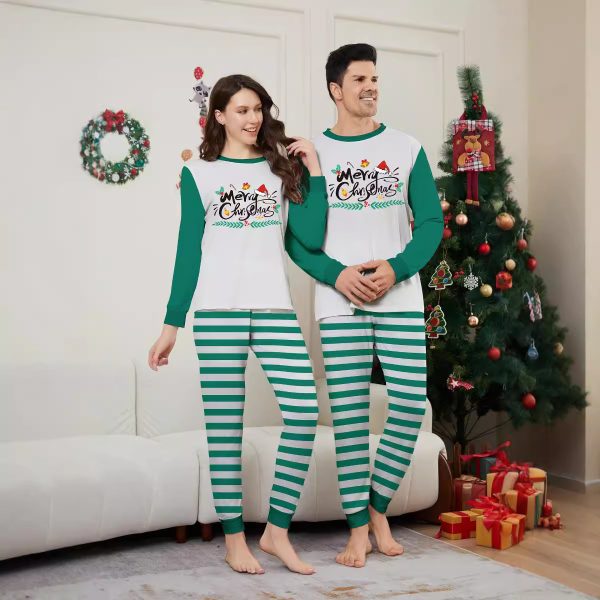 Parent-Child Christmas Suit Blue And White Striped Letters - Image 2