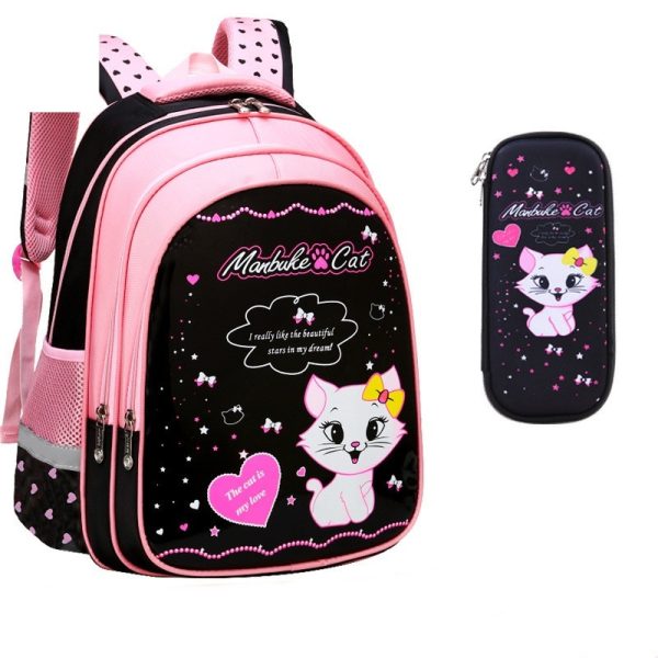 Kids School Cute Cat Print Backpack - Image 9