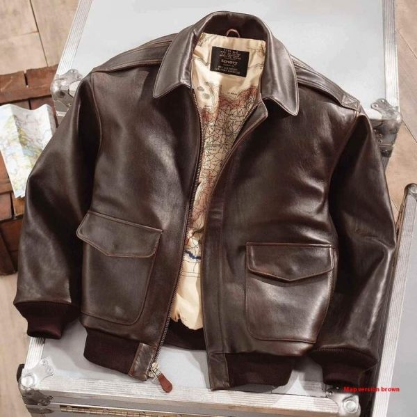 Retro Oversized US Air Force Fur Leather Coat - Image 2