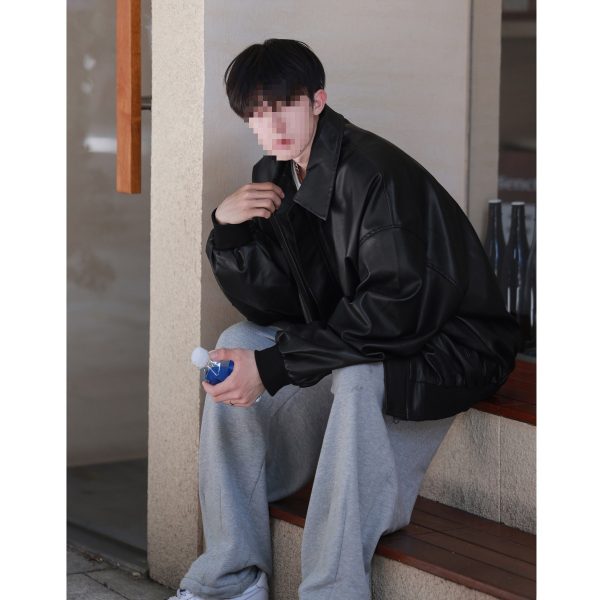 Plus Size Padded Shoulder PU Leather Jacket For Teenagers - Image 6