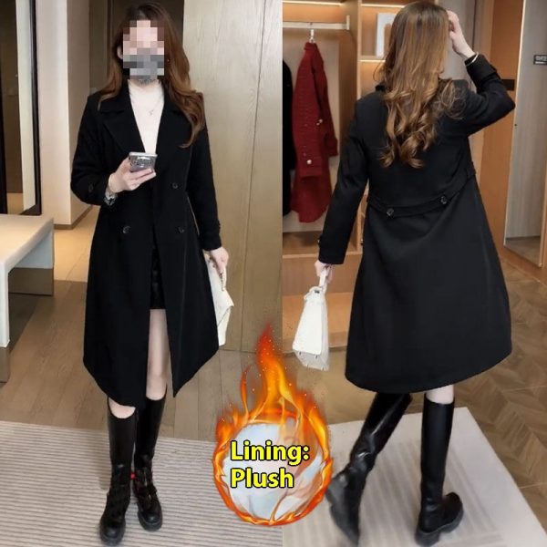 High-grade Fleece Thick Trench Coat Coat Western Style Slimming - Image 4