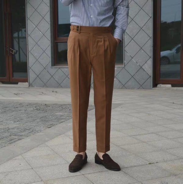 Paris Buckle Flanging Slim Suit Pants - Image 2