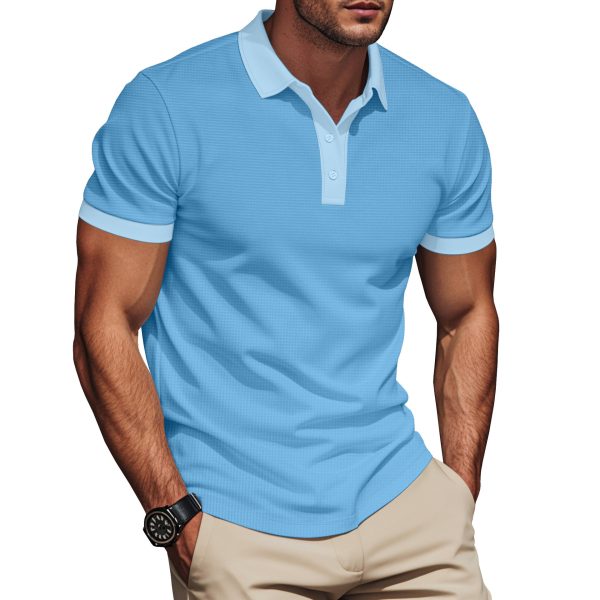 Lapel Color Matching Short Sleeve Plus Size Men - Image 8