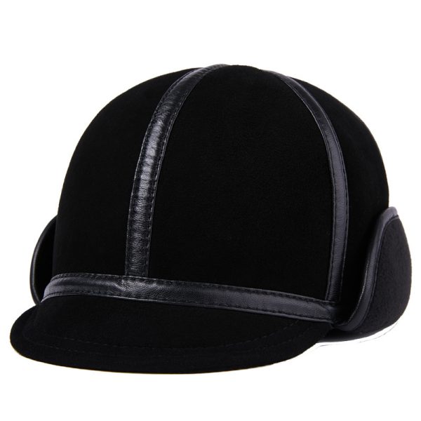 Casual Leather Men's Winter Sheepskin Velvet Thermal Outdoor Hat - Image 2