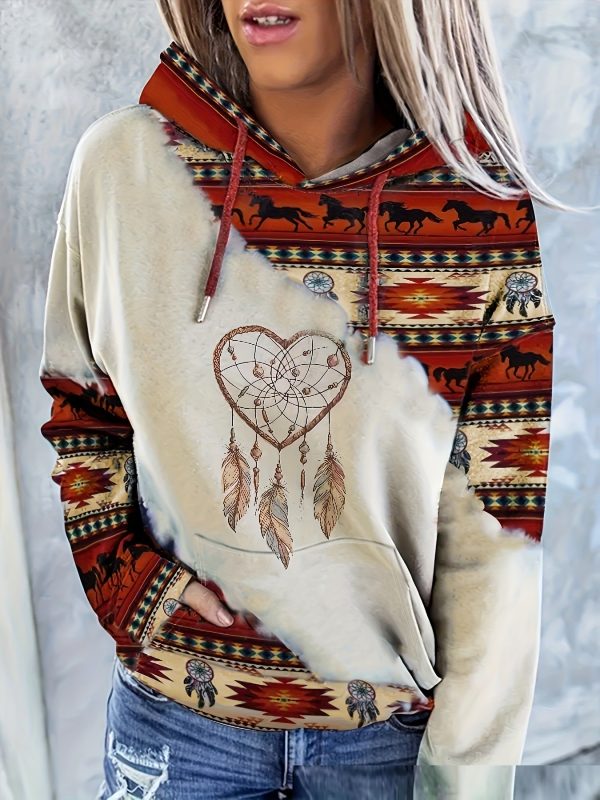 Digital Printing Drawstring Ladies Hoodie Casual Long Sleeve - Image 3