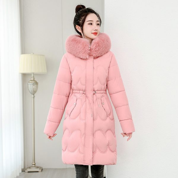 Women's Waist Slimming Fur Collar Cotton Coat - Image 9