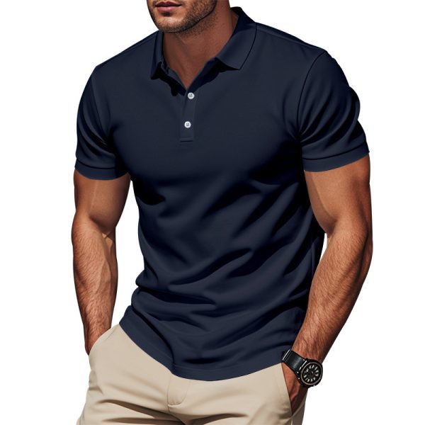 Men's Gentleman Loose Breathable Lapels Short Sleeve - Image 2