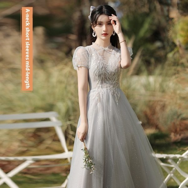 Dress Sisters Dress Female Gray Slim Fit Girlfriend Clothes - Image 7