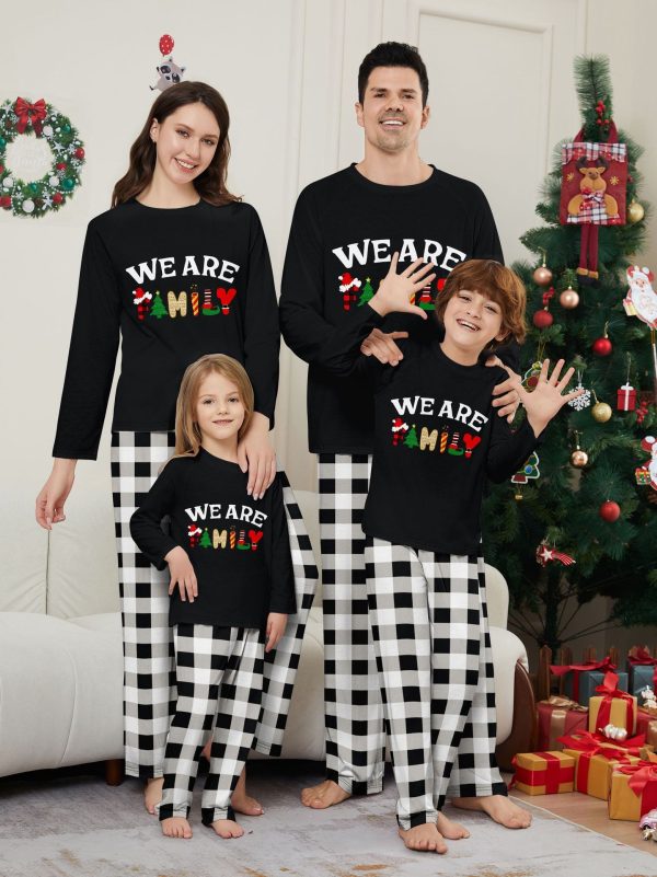 Long Sleeve Trousers Letter Printing Plaid Home Wear - Image 5