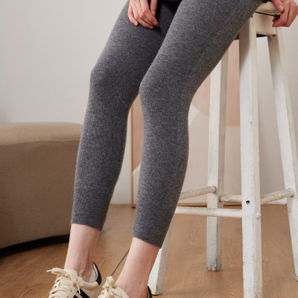 Cashmere Drawstring Tights Women's Inner Wear High Waist Slim Fit Leggings - Image 9