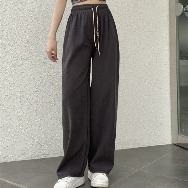 Corduroy Double Drawstring Wide Leg Pants High Waist Casual Straight Pants - Image 8