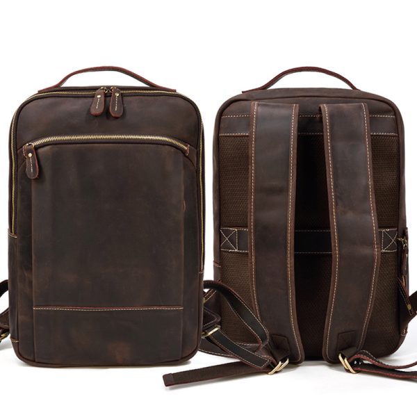 High-end Men's Leather Large-capacity Backpack 16-inch - Image 8