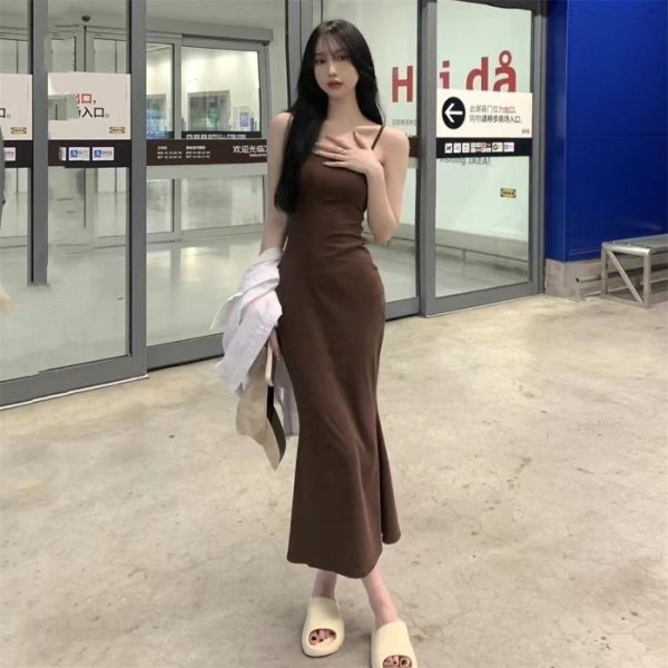 Elastic Sling Dress Women's Sleeveless Cold-shoulder - Image 9
