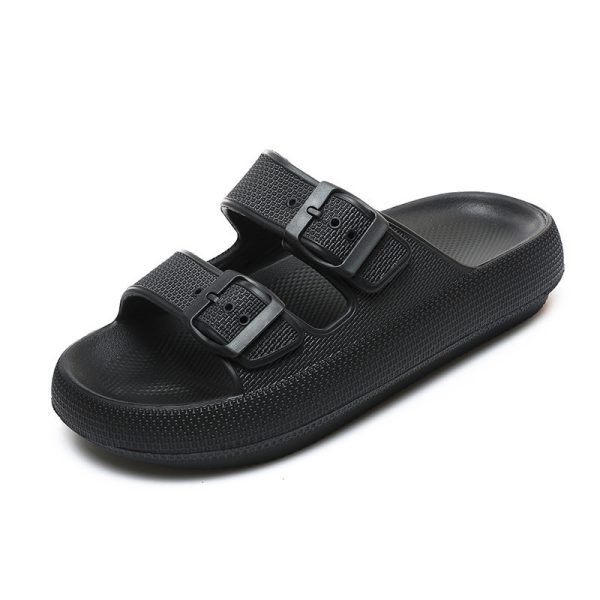High Elastic Rubber Soft Platform Double Buckle Slippers For Women - Image 7