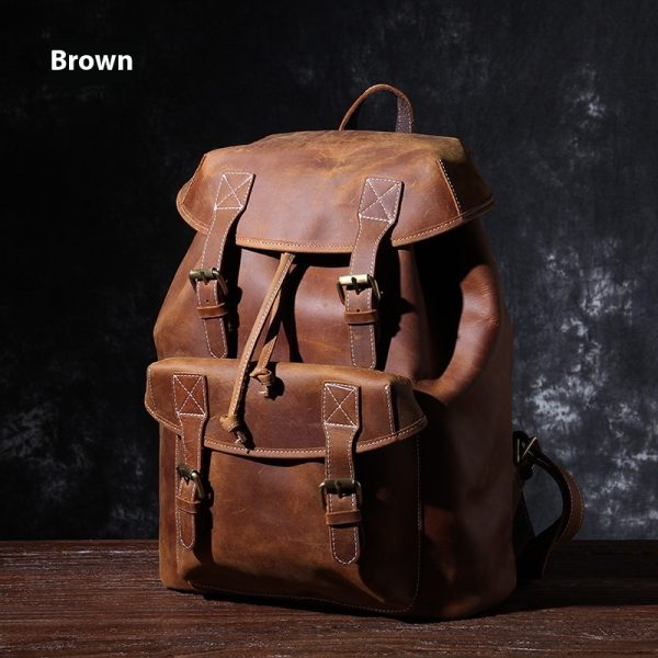 Original New Retro Large Capacity Top Layer Leather Backpackage - Image 6