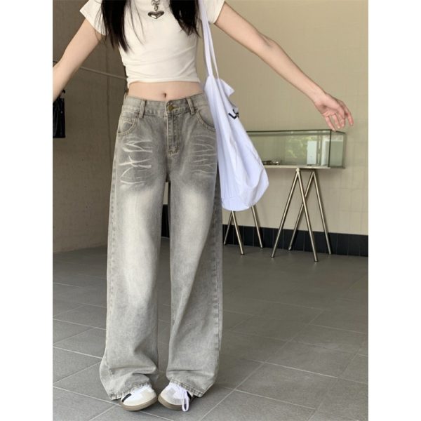 Women's Idle Style Summer-style Retro Drooping Straight Wide-leg Jeans - Image 2