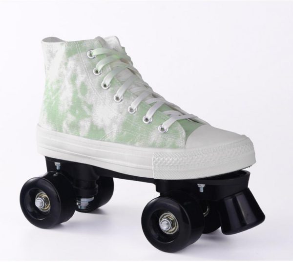 Camouflage Canvas Skates Double Row Four-wheeled Adult - Image 4