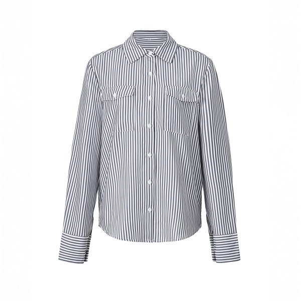 Loose Pockets Striped Contrast Color Cardigan Women's Clothes Top - Image 4