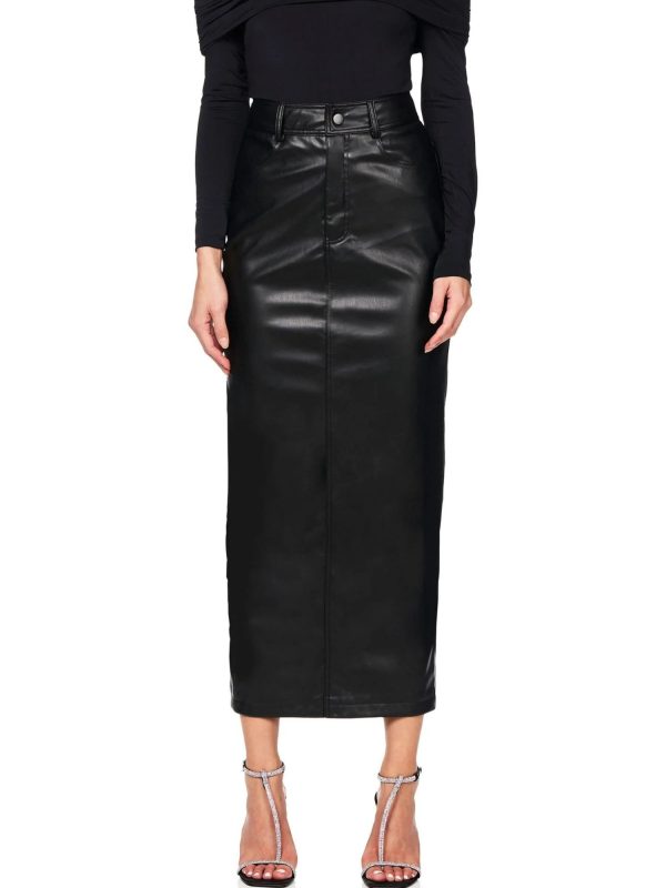 Classic High Waist Leather Skirt - Image 4