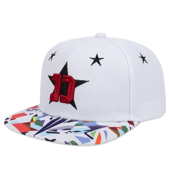 Five-pointed Star Embroidery Outdoor Sun-shade Sun Protection Flat-brimmed Cap - Image 2
