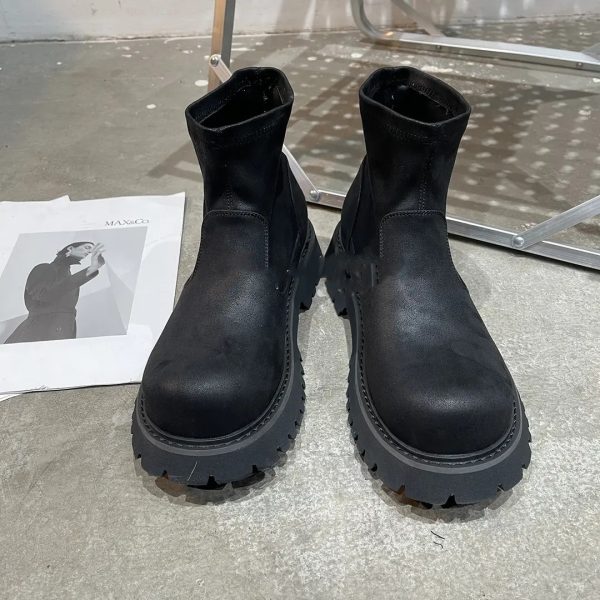 Genuine Leather Shoes Men's Retro Distressed Suede Chelsea Boots - Image 2