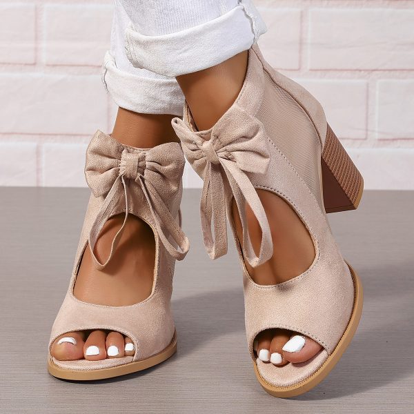 Large Size Thick Heel High Heels Women's Bow Sandals - Image 6