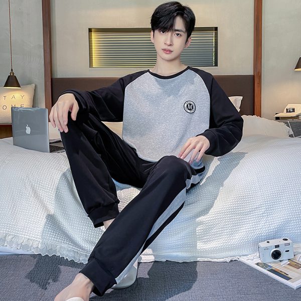 Men's Long Sleeve Cotton Simple Loose Plus Size Pajamas - Image 2
