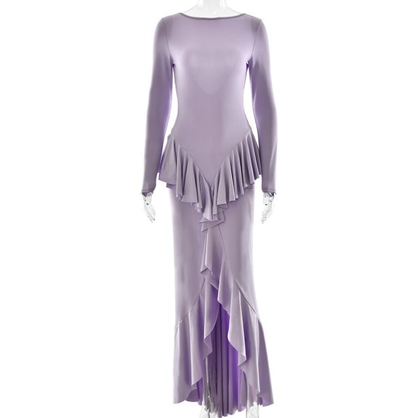 Backless Women Elegant Ruffles Slim Fit Dress - Image 5