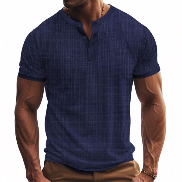 Breathable Casual Henley Shirt Top - Image 5