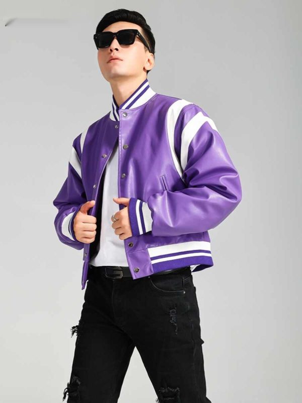 Fashion Colorblock American Biker's Leather Jacket - Image 4