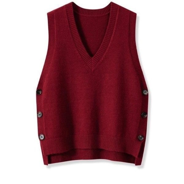 European And American Retro V-neck Knitted Vest Women's Spring Autumn Outerwear - Image 8