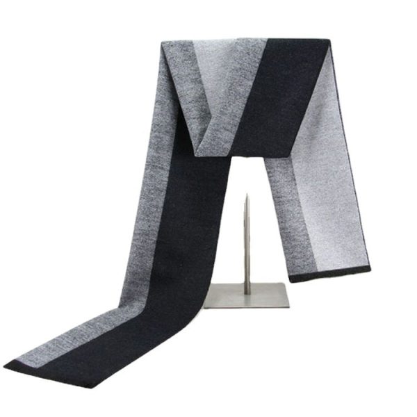 New Men's Winter Warm Cashmere-like Striped Business Scarf For Young People - Image 5