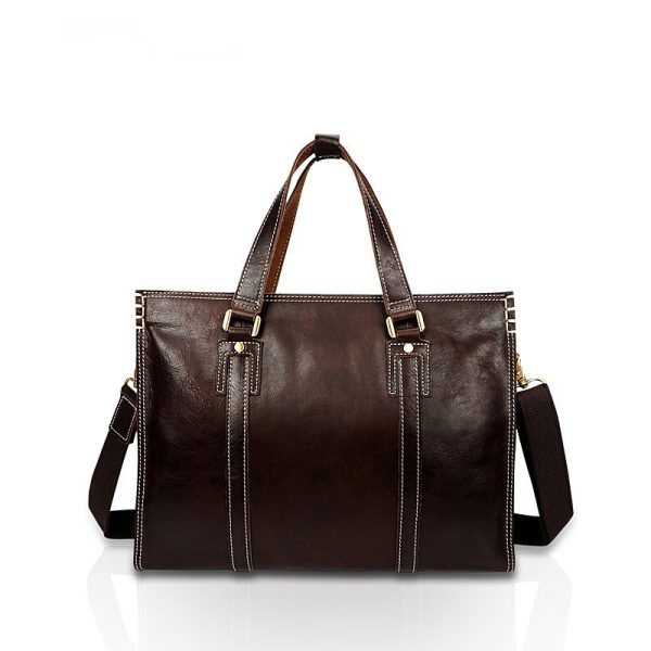 First Layer Cowhide Oily Leather Shoulder Messenger Bag - Image 3