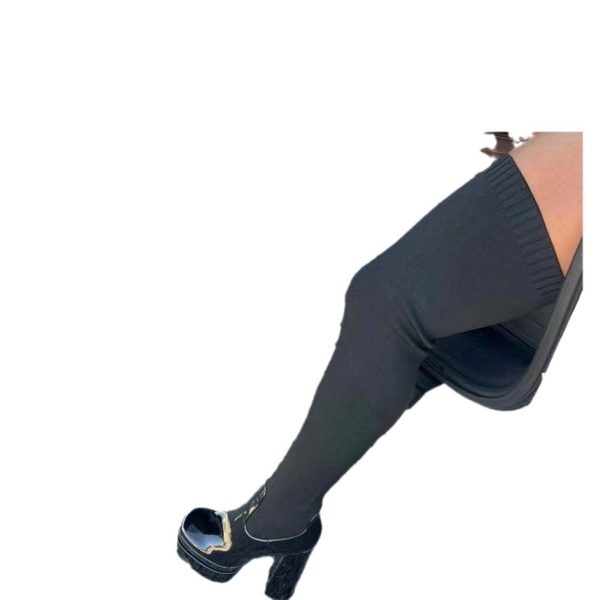 Wool Autumn And Winter New Round Head Chunky Heel Over The Knee Boots Women - Image 4