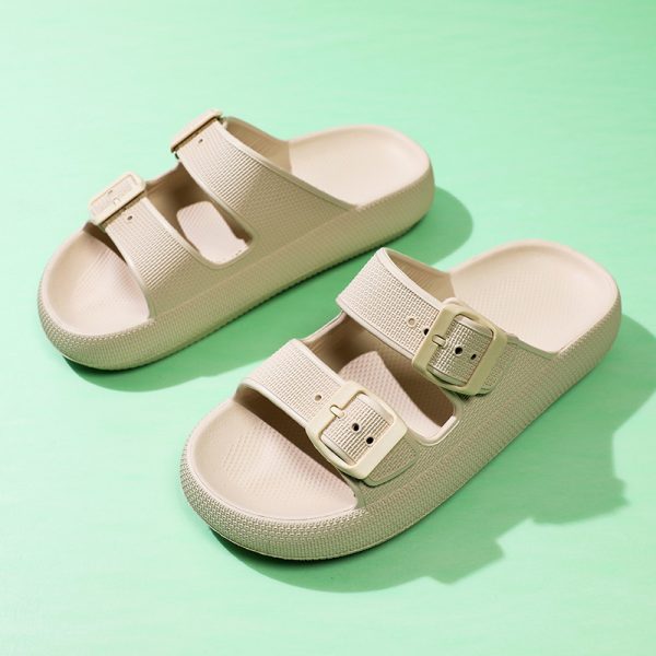 High Elastic Rubber Soft Platform Double Buckle Slippers For Women - Image 3