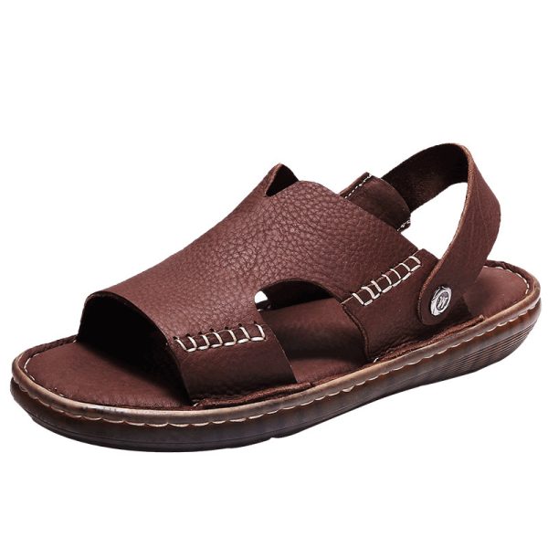 Men's Sandals Dual-use Cowhide Soft Bottom Beach Shoes - Image 2